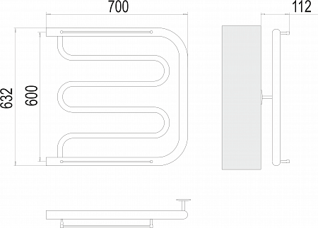 Фокстрот БШ 600х700 Полотенцесушитель  TERMINUS Нижний Тагил - фото 3