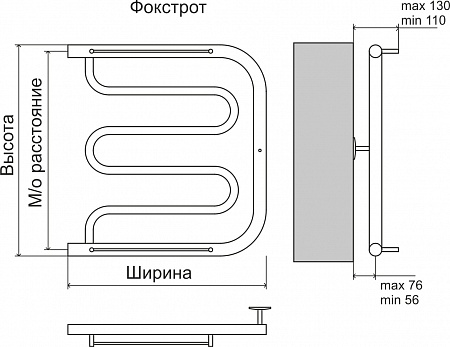 Фокстрот AISI 32х2 500х400 Полотенцесушитель  TERMINUS Нижний Тагил - фото 4