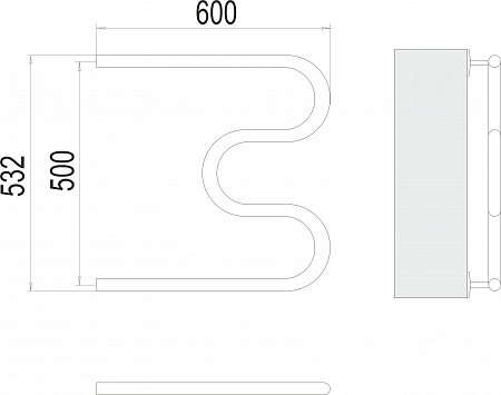 М-обр AISI 32х2 500х600 Полотенцесушитель  TERMINUS Нижний Тагил - фото 3