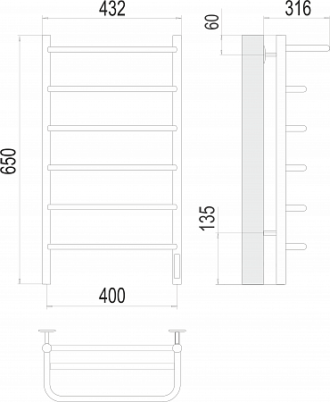 Полка П6 400х650 Электро (quick touch) Полотенцесушитель  TERMINUS Нижний Тагил - фото 3