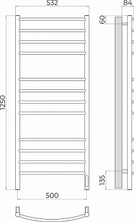 Классик П12 500х1250 Электро (quick touch) Полотенцесушитель TERMINUS Нижний Тагил - фото 3