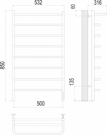 Полка П8 500х850 Электро (quick touch) Полотенцесушитель  TERMINUS Нижний Тагил - фото 3