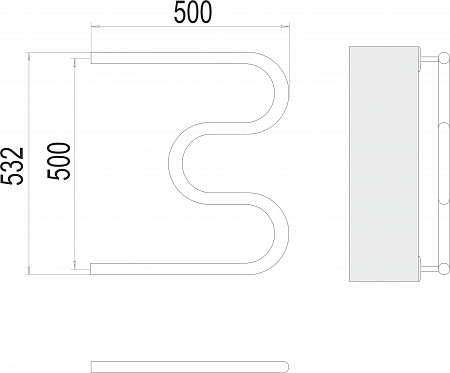 М-обр AISI 32х2 500х500 Полотенцесушитель  TERMINUS Нижний Тагил - фото 3