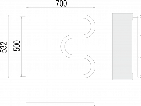М-обр AISI 32х2 500х700 Полотенцесушитель  TERMINUS Нижний Тагил - фото 3