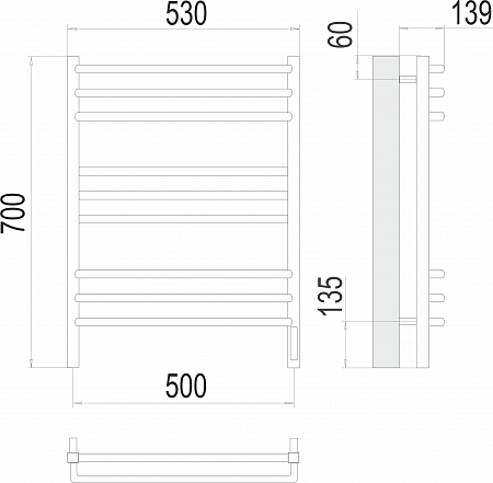 Соренто П9 500х700 электро (sensor quick touch) Полотенцесушитель  TERMINUS Нижний Тагил - фото 3