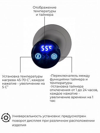 Рондо П2 350х760 электро Полотенцесушитель TERMINUS Оружейная сталь Нижний Тагил - фото 5