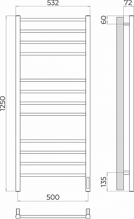 Аврора П12 500х1250 Электро (quick touch) Полотенцесушитель TERMINUS Нижний Тагил - фото 3